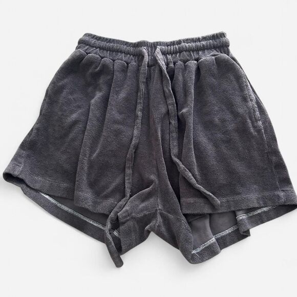 Daily Drills Grey Charcoal Terry Sweat Shorts | Drawstring Waist | Size M/L - Picture 3 of 5